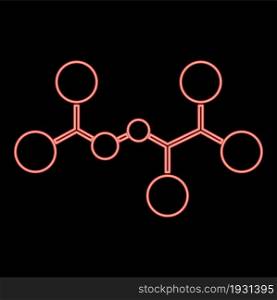 Neon molecule icon black color in circle outline vector illustration red color vector illustration flat style light image. Neon molecule icon black color in circle red color vector illustration flat style image