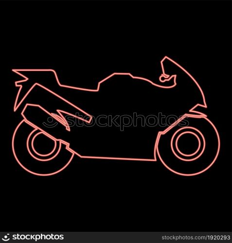 Neon motorcycle red color vector illustration flat style light image. Neon motorcycle red color vector illustration flat style image
