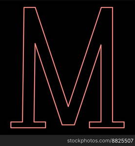 Neon mu greek symbol capital letter uppercase font red color vector illustration image flat style light. Neon mu greek symbol capital letter uppercase font red color vector illustration image flat style