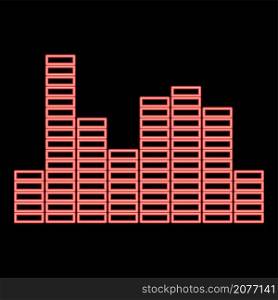Neon music equalizer red color vector illustration image flat style light. Neon music equalizer red color vector illustration image flat style