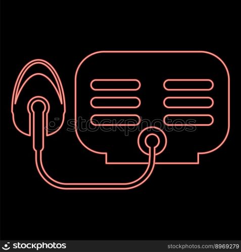 Neon nebulizer with mask red color vector illustration image flat style light. Neon nebulizer with mask red color vector illustration image flat style