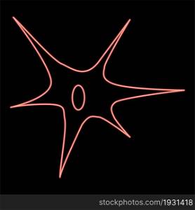 Neon nerve cell icon black color in circle outline vector illustration red color vector illustration flat style light image. Neon nerve cell icon black color in circle red color vector illustration flat style image