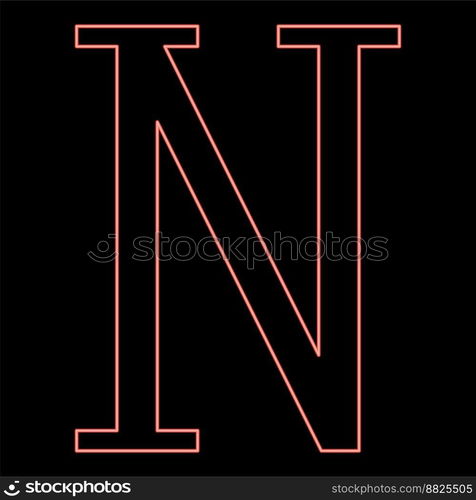 Neon nu greek symbol capital letter uppercase font red color vector illustration image flat style light. Neon nu greek symbol capital letter uppercase font red color vector illustration image flat style