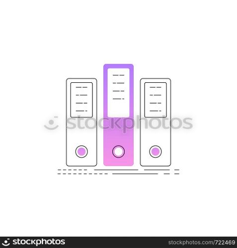 Neon office folders vector line icon isolated on white background. Office folders line icon for infographic, website or app.. Neon office folders vector line icon.