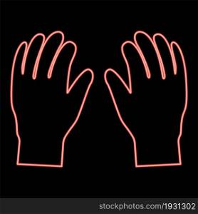 Neon pair work of gloves icon black color in circle outline vector illustration red color vector illustration flat style light image. Neon pair work of gloves icon black color in circle red color vector illustration flat style image