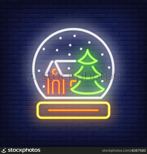 Neon paperweight shape. Festive design element. Christmas concept for night bright advertisement. Vector illustration in neon style for celebration, New Year, holiday
