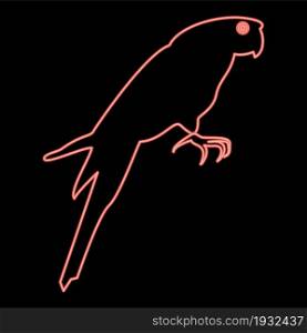 Neon parrot red color vector illustration flat style light image. Neon parrot red color vector illustration flat style image