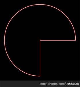 Neon part circle 3/4 three four red color vector illustration image flat style light. Neon part circle 3/4 three four red color vector illustration image flat style