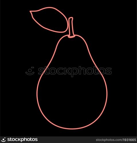 Neon pear red color vector illustration flat style light image. Neon pear red color vector illustration flat style image