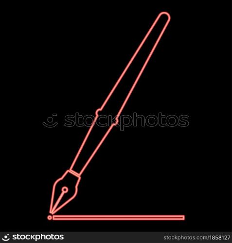 Neon pen red color vector illustration flat style light image. Neon pen red color vector illustration flat style image