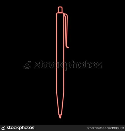 Neon pen red color vector illustration flat style light image. Neon pen red color vector illustration flat style image