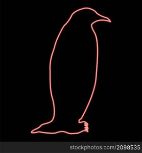 Neon penguin red color vector illustration image flat style light. Neon penguin red color vector illustration image flat style