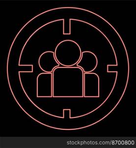 Neon people in target or target audience red color vector illustration image flat style light. Neon people in target or target audience red color vector illustration image flat style