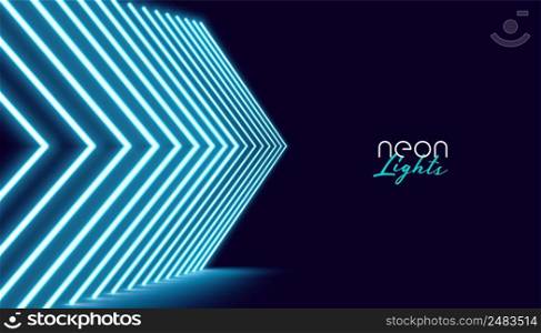 neon perspective directional arrow lights background design