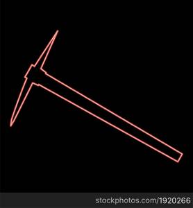 Neon pickaxe red color vector illustration flat style light image. Neon pickaxe red color vector illustration flat style image