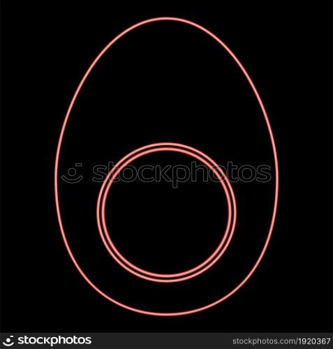 Neon piece egg red color vector illustration flat style light image. Neon piece egg red color vector illustration flat style image
