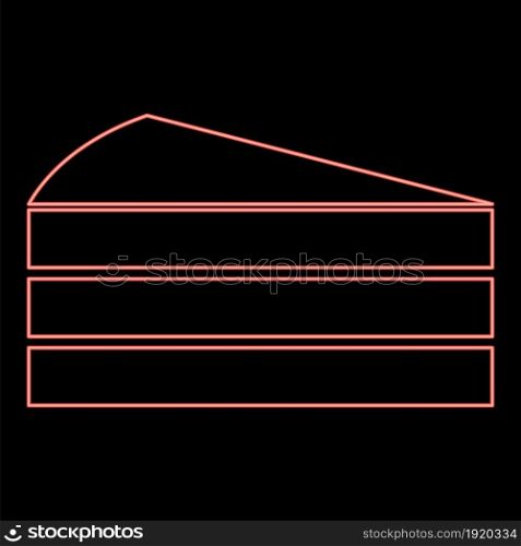 Neon piece of cake red color vector illustration flat style light image. Neon piece of cake red color vector illustration flat style image