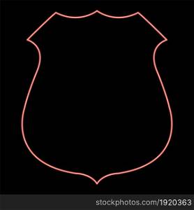 Neon police badge red color vector illustration flat style light image. Neon police badge red color vector illustration flat style image