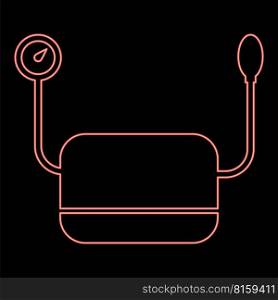 Neon pressure measuring apparatus medical device for measuring blood pressure pulse tonometer medical instrument icon black color vector illustration flat style simple imagein circle round red color vector illustration image flat style light. Neon pressure measuring apparatus medical device for measuring blood pressure pulse tonometer medical instrument icon black color in circle round red color vector illustration image flat style
