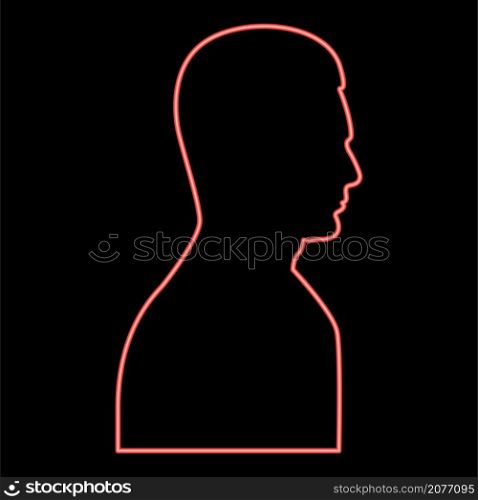 Neon profile side view portrait red color vector illustration image flat style light. Neon profile side view portrait red color vector illustration image flat style