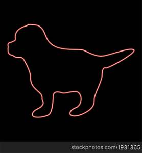 Neon puppy icon black color in circle outline vector illustration red color vector illustration flat style light image. Neon puppy icon black color in circle red color vector illustration flat style image