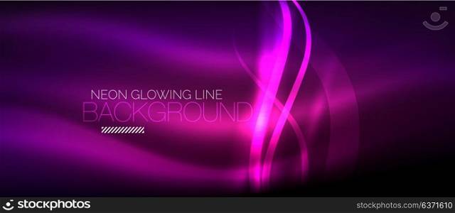 Neon purple elegant smooth wave lines digital abstract background. Neon elegant smooth wave lines vector digital abstract background
