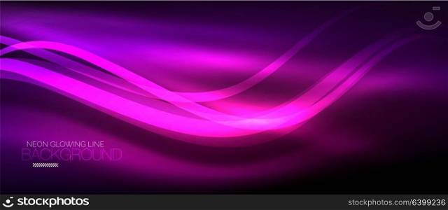 Neon purple elegant smooth wave lines digital abstract background. Neon elegant smooth wave lines vector digital abstract background