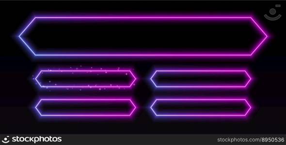 Neon quiz template, UI design for questionnaire with multiple answers. Glowing borders set for tv show contest. Colors are easy to change. Vector illustration.. Neon quiz template, UI design for questionnaire with multiple answers. Glowing borders set for tv show contest.