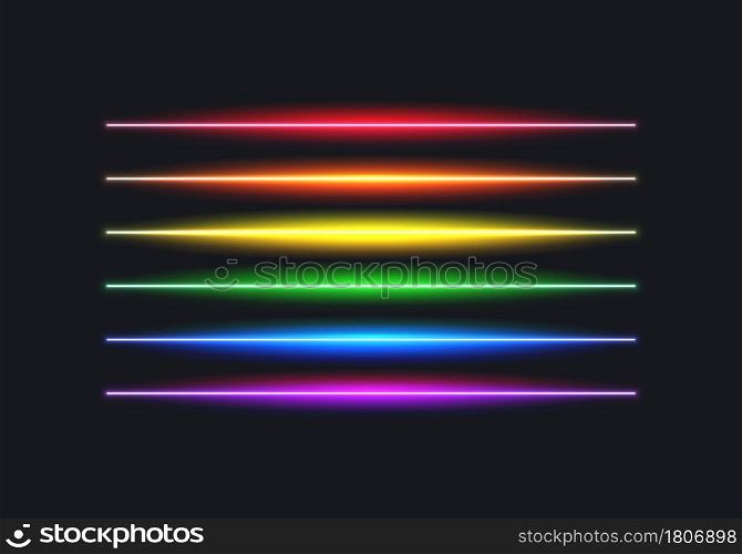 Neon rainbow flag lines for pride month, freedom and equality