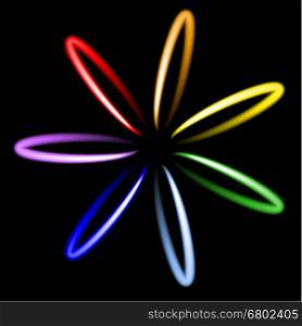 Neon rainbow flower. Vector illustration.