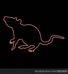 Neon rat red color vector illustration flat style light image. Neon rat red color vector illustration flat style image