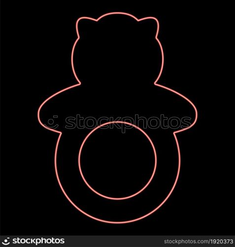 Neon rattle red color vector illustration flat style light image. Neon rattle red color vector illustration flat style image
