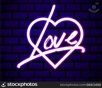 Neon realistic word love for advertising Vector Image