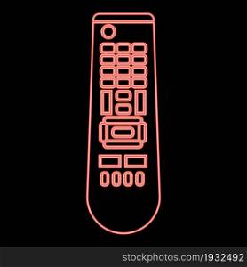 Neon remote control panel red color vector illustration flat style light image. Neon remote control panel red color vector illustration flat style image