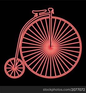 Neon retro bicycle red color vector illustration image flat style light. Neon retro bicycle red color vector illustration image flat style