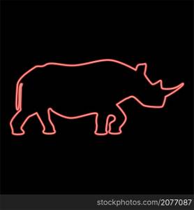 Neon rhinoceros red color vector illustration image flat style light. Neon rhinoceros red color vector illustration image flat style