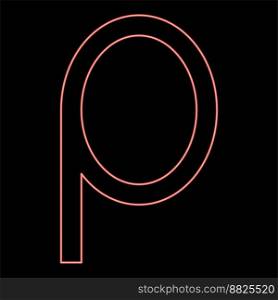 Neon rho greek symbol small letter lowercase font red color vector illustration image flat style light. Neon rho greek symbol small letter lowercase font red color vector illustration image flat style