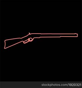 Neon rifle red color vector illustration flat style light image. Neon rifle red color vector illustration flat style image