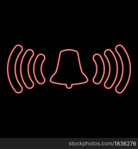 Neon ringing bell red color vector illustration flat style light image. Neon ringing bell red color vector illustration flat style image