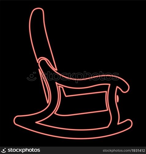 Neon rocking chair icon black color in circle outline vector illustration red color vector illustration flat style light image. Neon rocking chair icon black color in circle red color vector illustration flat style image