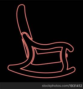Neon rocking chair icon black color in circle outline vector illustration red color vector illustration flat style light image. Neon rocking chair icon black color in circle red color vector illustration flat style image