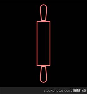 Neon rolling pin red color vector illustration flat style light image. Neon rolling pin red color vector illustration flat style image