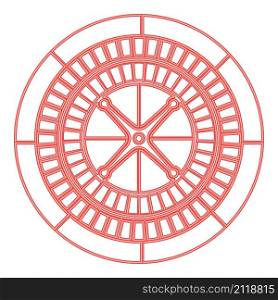 Neon roulette red color vector illustration image flat style light. Neon roulette red color vector illustration image flat style