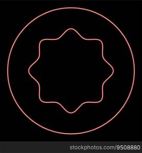 Neon rubber gasket puck under rounded octagon in circle red color vector illustration image flat style light. Neon rubber gasket puck under rounded octagon in circle red color vector illustration image flat style