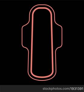 Neon sanitary napkin icon black color in circle outline vector illustration red color vector illustration flat style light image. Neon sanitary napkin icon black color in circle red color vector illustration flat style image