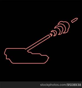 Neon self-propelled howitzer artillery system archer shoots projectile shell red color vector illustration image flat style light. Neon self-propelled howitzer artillery system archer shoots projectile shell red color vector illustration image flat style
