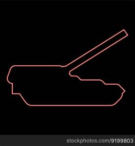Neon self-propelled howitzer artillery system red color vector illustration image flat style light. Neon self-propelled howitzer artillery system red color vector illustration image flat style
