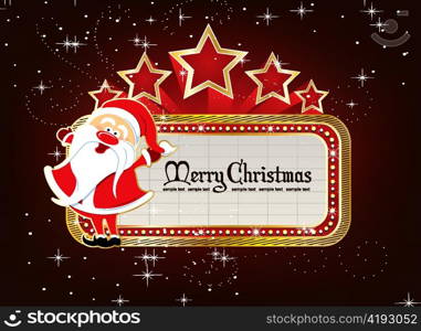 neon sign with santa vector illustration