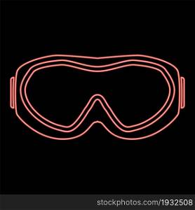 Neon ski goggles red color vector illustration flat style light image. Neon ski goggles red color vector illustration flat style image