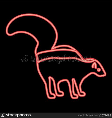 Neon skunk red color vector illustration image flat style light. Neon skunk red color vector illustration image flat style